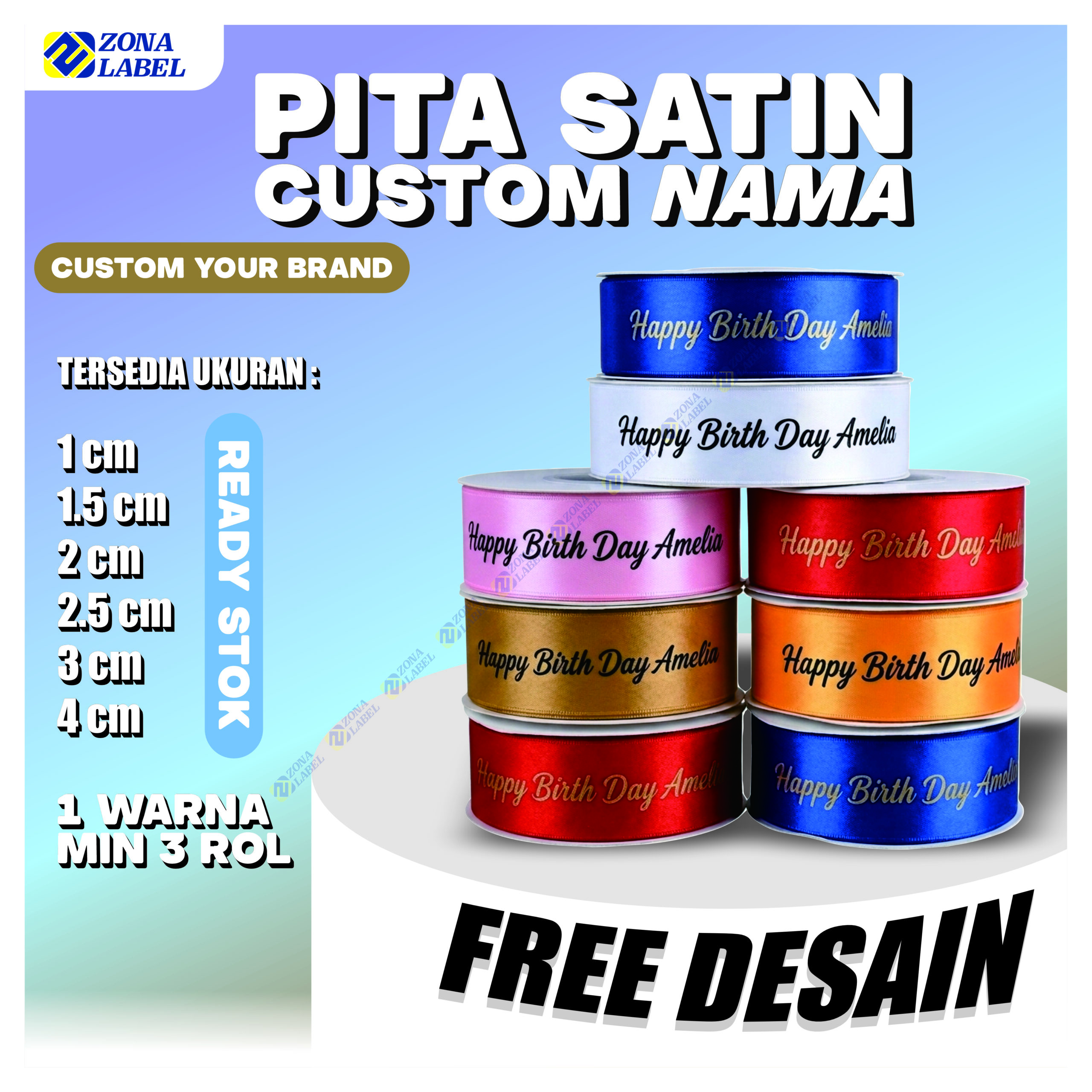 Pita Satin Custom Desain Sablon - Gambar 2